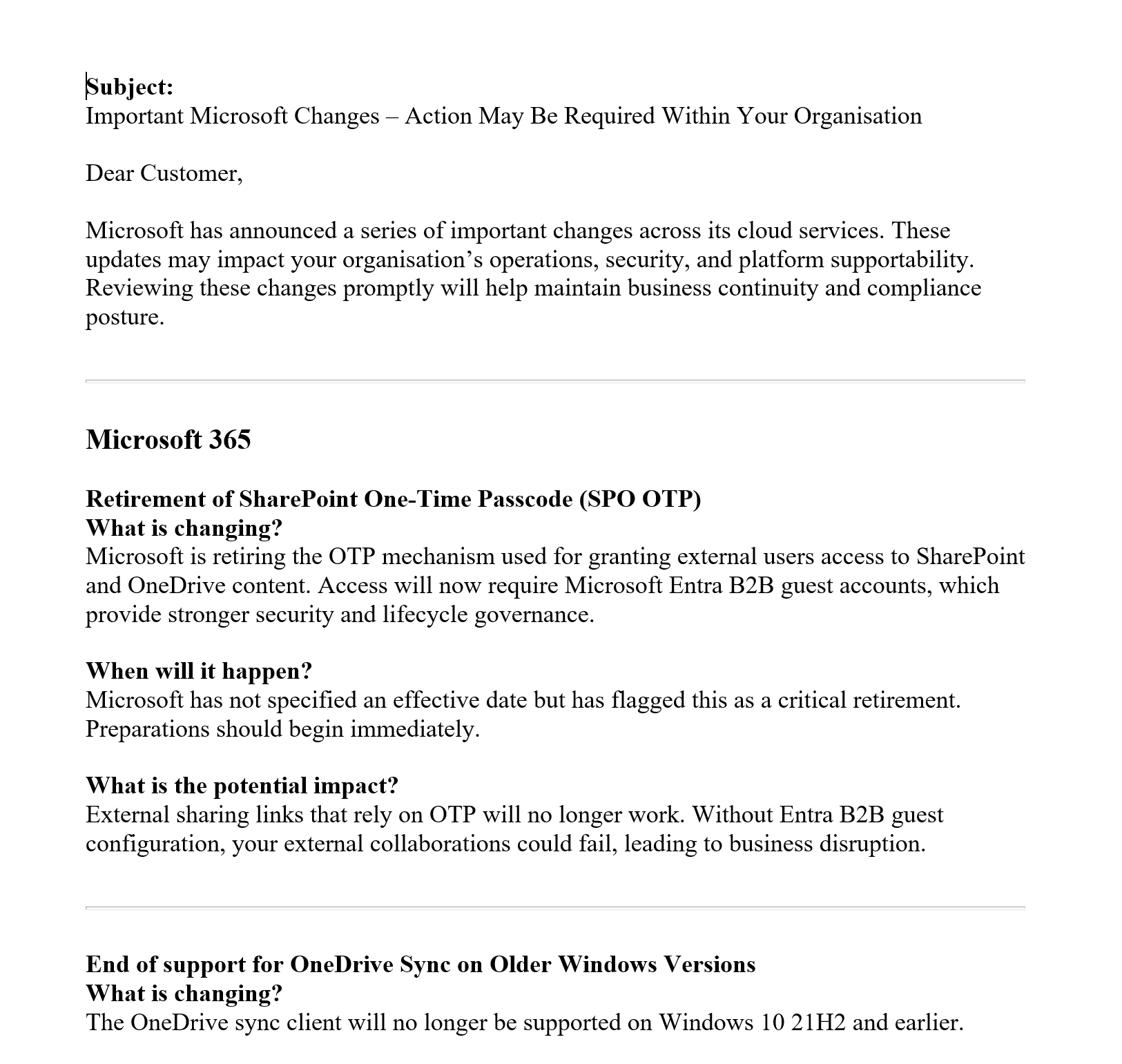 Generated newsletter draft content